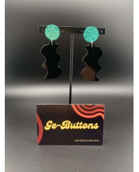 Caro noir et vert pailleté