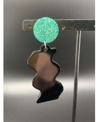 Caro noir et vert pailleté